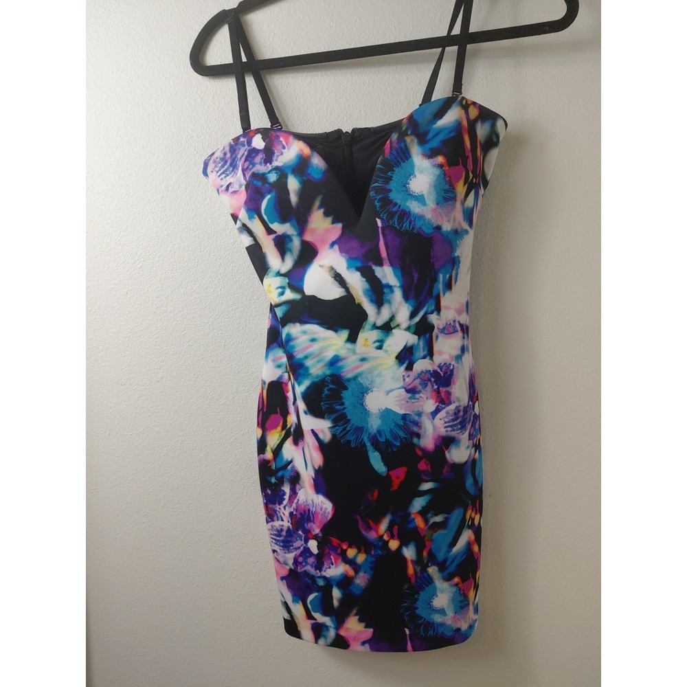 NWT Bebe floral mini  dress w/ detachable high low sheer skirt size 2 wedding